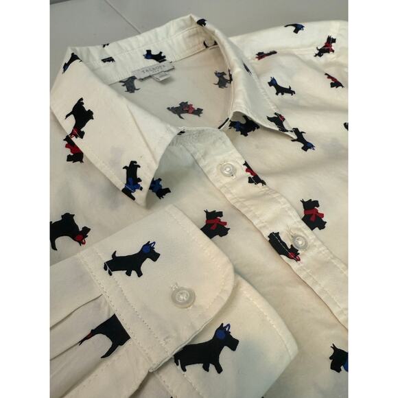 Talbots All Over Scottie Dog Print Button Down Shirt Womens Size M - Picture 1 of 6